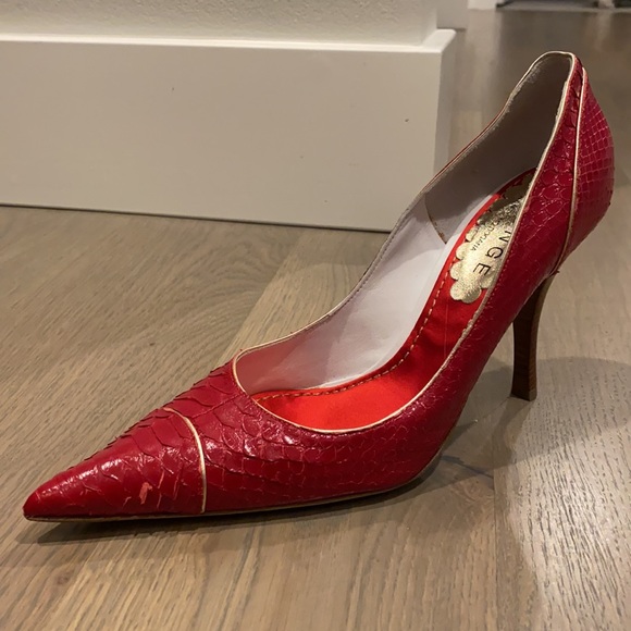 Lounge by Massimo Dogana red snake skin heels. Like new - Picture 5 of 7